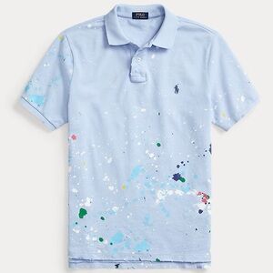 Boys Ralph Lauren Polo Classic Fit Paint-Print Mesh Polo L